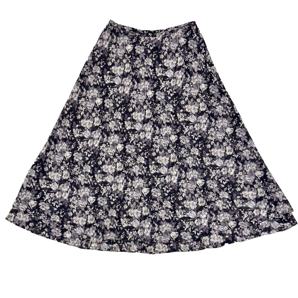 Vintage Express‎ Marque Skirt Black Dark Floral 90s Y2K Whimsygoth Grunge Medium
